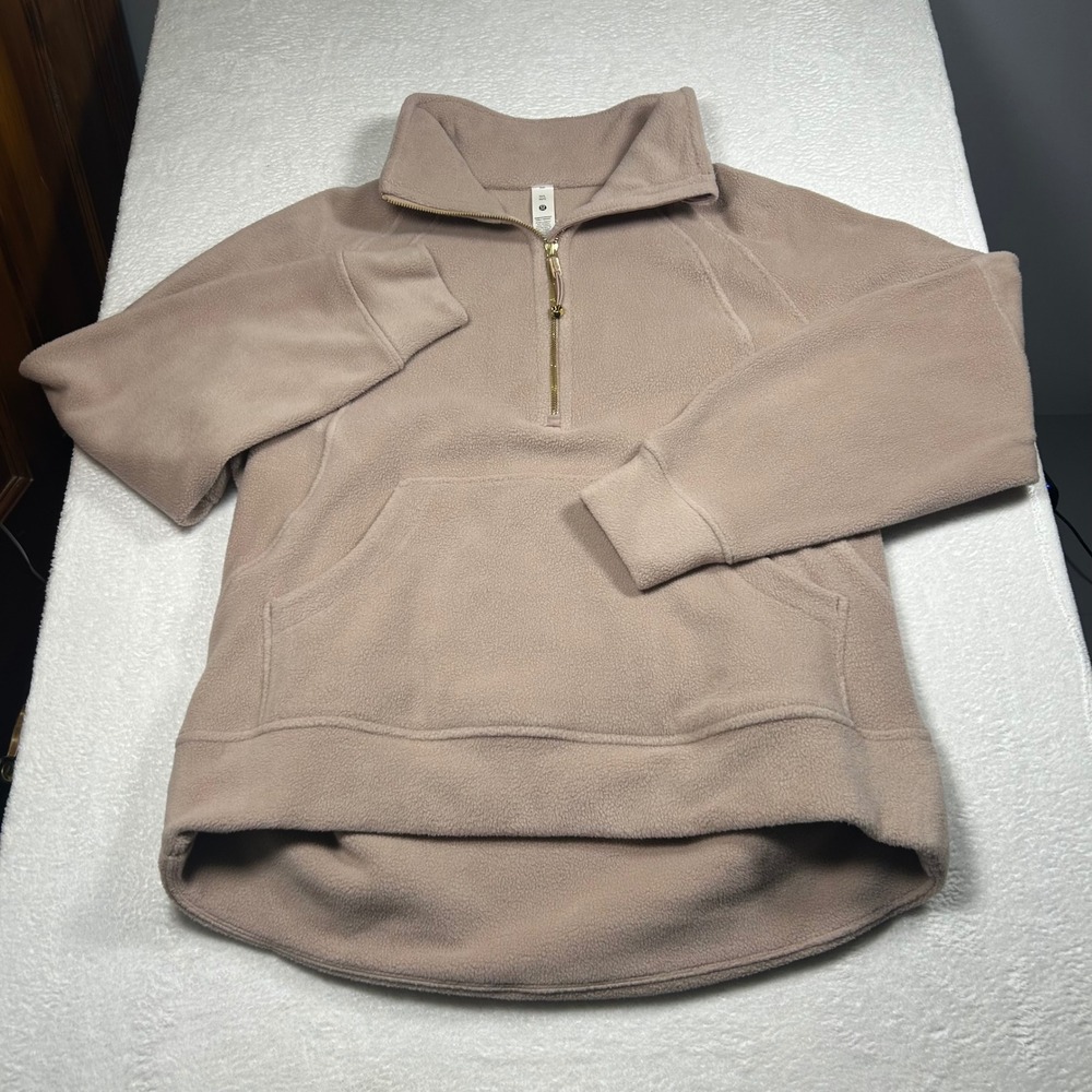Lululemon Scuba Oversized Half-Zip Fleece Pullover Women M/L Pink Gold Zipper - Picture 2 of 8